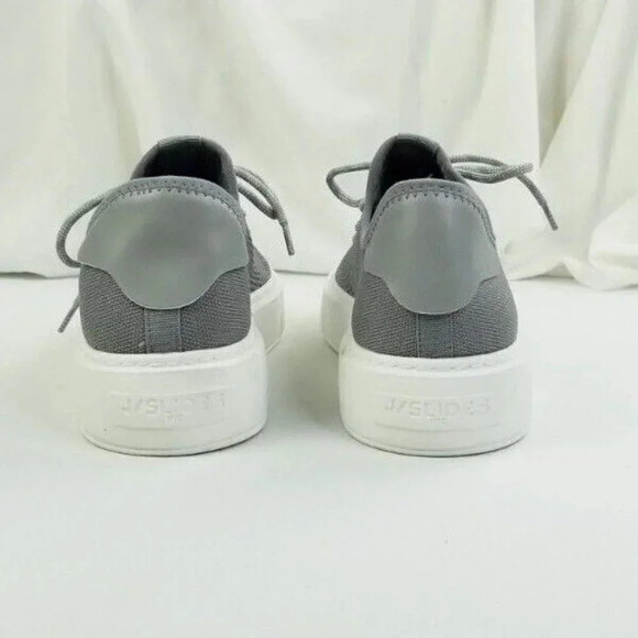 J Slides Women's Lace Up Mesh Fabric Embellished Heel Logo Gray Fashion Sneakers - Picture 11 of 12